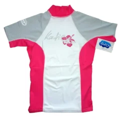 Katie Lycra Rashguard Kurzarm Frauen UV-Resistant - White/grey/pink - XS